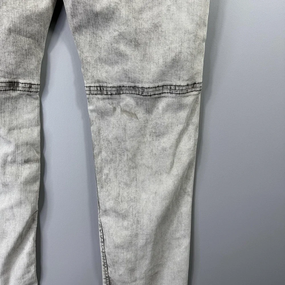 True Religion Rocco Jeans Mens 38x33 Gray Acid Wash Relaxed Skinny Moto Denim